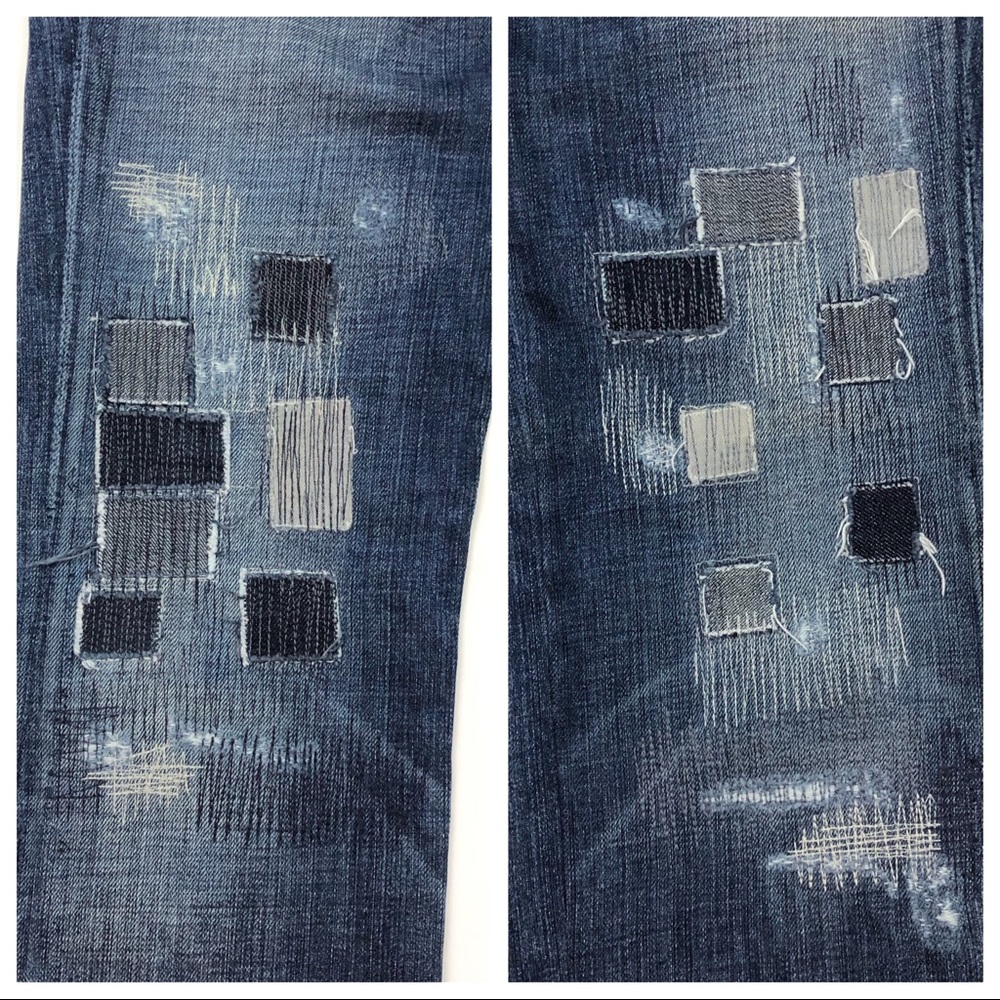 7 For All Mankind Patch Studded Distressed Jeans Size 29 - Picture 2 of 7